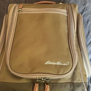 Eddie Bauer army Green and Tan Backpack Durable Travel Essential vintage